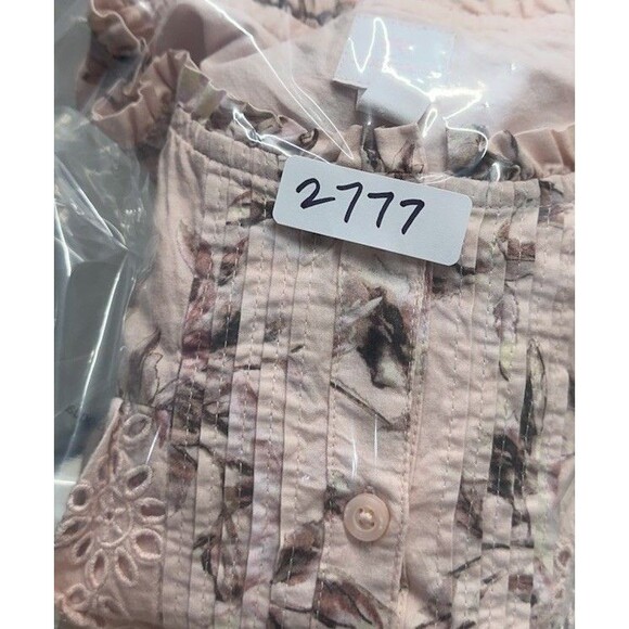Gap × LoveShackFancy Girls Pink Floral Ruffle Button-Front Top Size Large - Picture 9 of 9